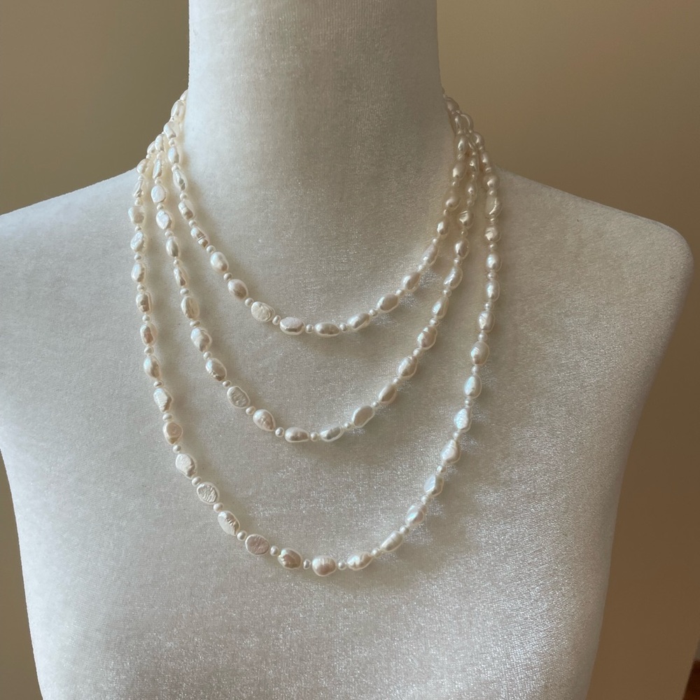 64" High Luster Endless Pearl 7-8mm Necklace from SAVVY CIE JEWELS
